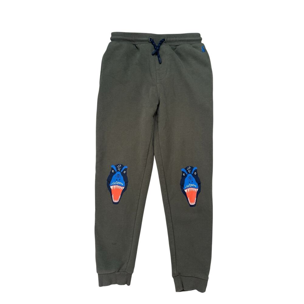 JOULES Green Dinosaur Knees Print Sweat Pants Size 9Y Kids Pull On Drawstring
